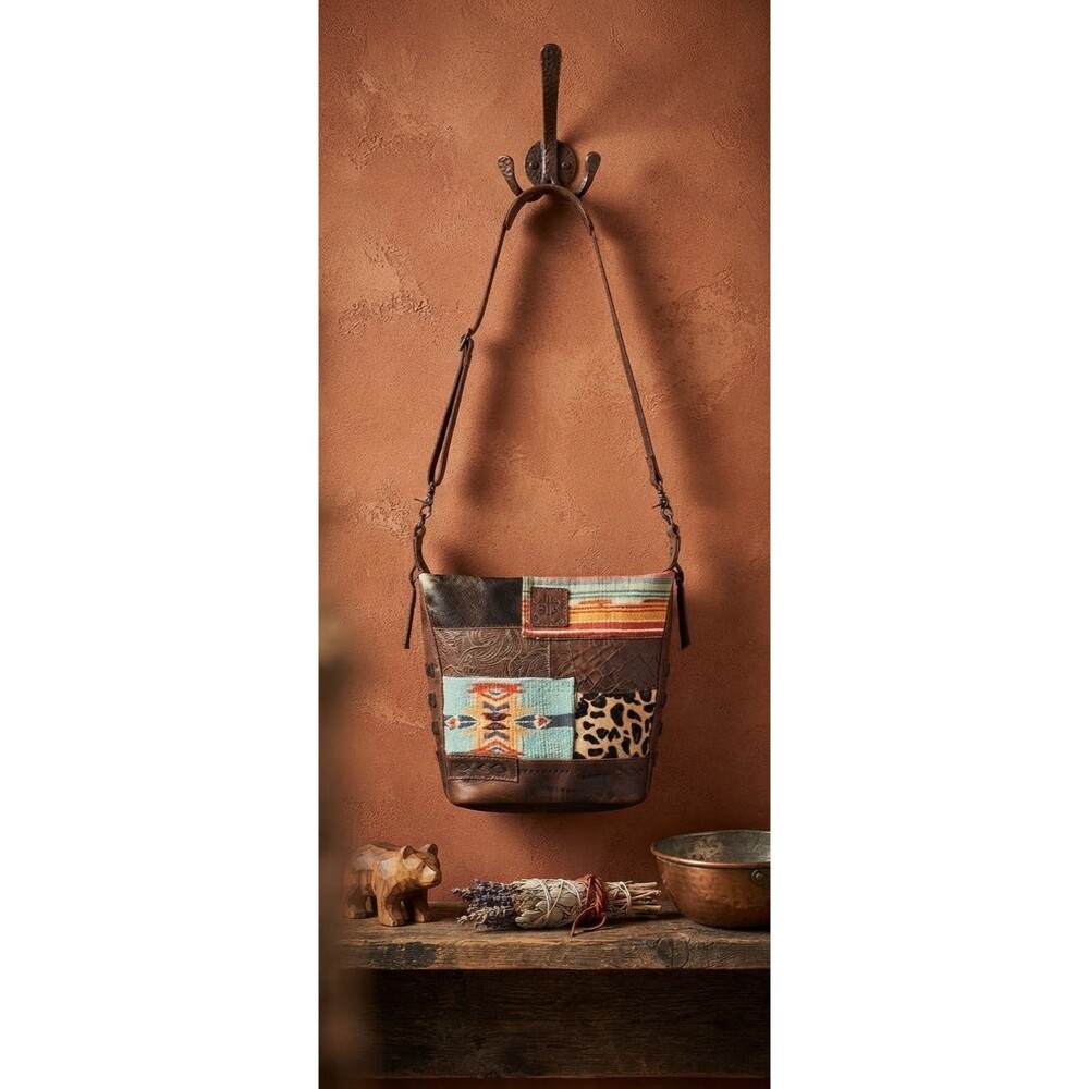 STS Ranchwear Remnants Leather Patchwork Mail Bag Crossbody Concealed Carry Boho